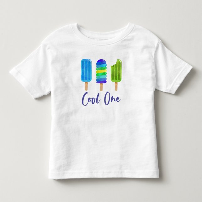 Camiseta De Bebé Pop Cool One cumpleaños número 1 azul verde (Anverso)
