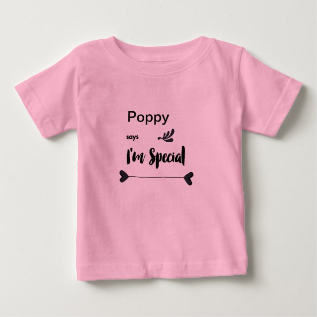 Camiseta De Bebé Poppy dice que soy especial (Anverso)