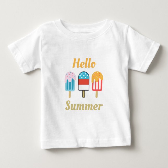 Camiseta De Bebé Popsicle Hello Summer T-Shirt (Anverso)