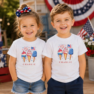 Camiseta De Bebé Popsicle Patriótico Moderno Personalizado para Niñ