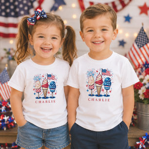 Camiseta De Bebé Popsicle Patriótico Moderno Personalizado para Niñ