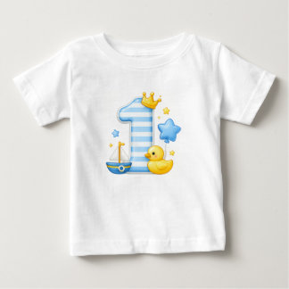 Camiseta de bebé por 1er cumpleaños con corona