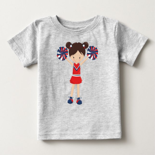 Camiseta De Bebé Porristas, Chica Guapa, Cabello Castaño, Porrismo (Anverso)