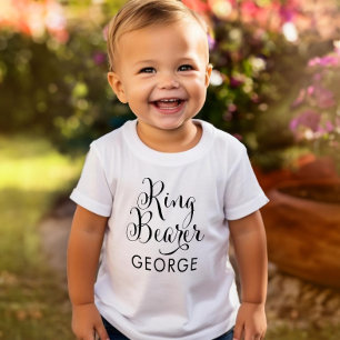 Camiseta De Bebé Portador de Anillo Caligrafía Nombre de Boda