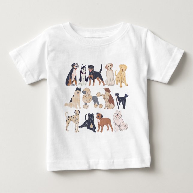 Camiseta De Bebé Portátil del patrón de perro lindo (Anverso)
