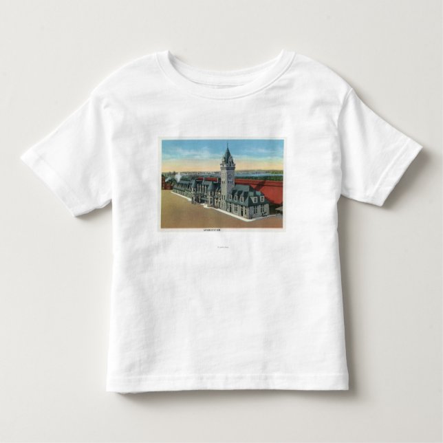 Camiseta De Bebé Portland, opinión de MaineExterior de la estación (Anverso)