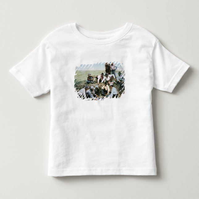 Camiseta De Bebé Postal que representa a los vaqueros jugando con p (Anverso)