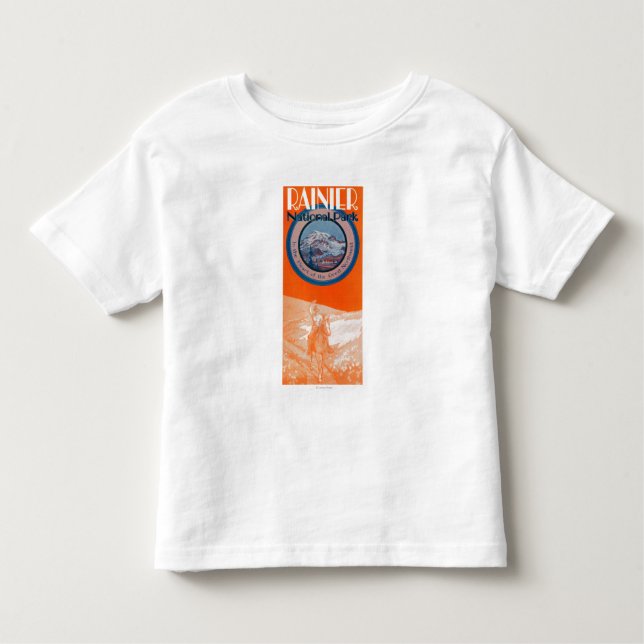 Camiseta De Bebé Poster del Monte Rainier - equitación (Anverso)