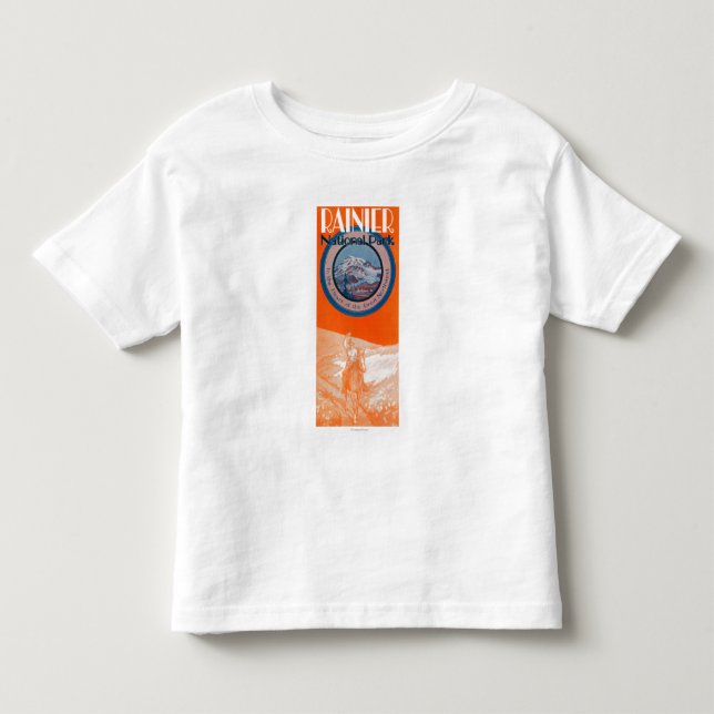 Camiseta De Bebé Poster del Monte Rainier - equitación (Anverso)