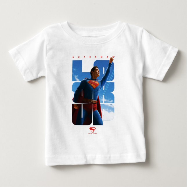 Camiseta De Bebé Postura de Superman mirando hacia arriba (Anverso)