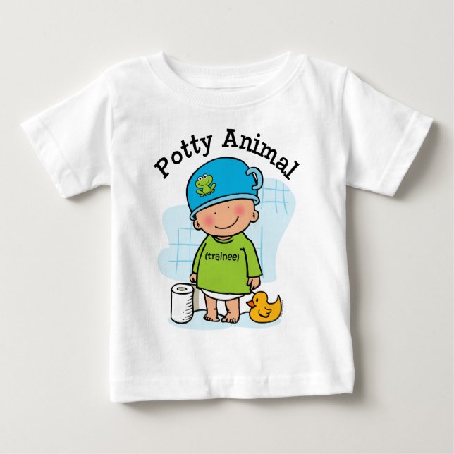 Camiseta De Bebé Potty Animal Boy Shirt (Anverso)