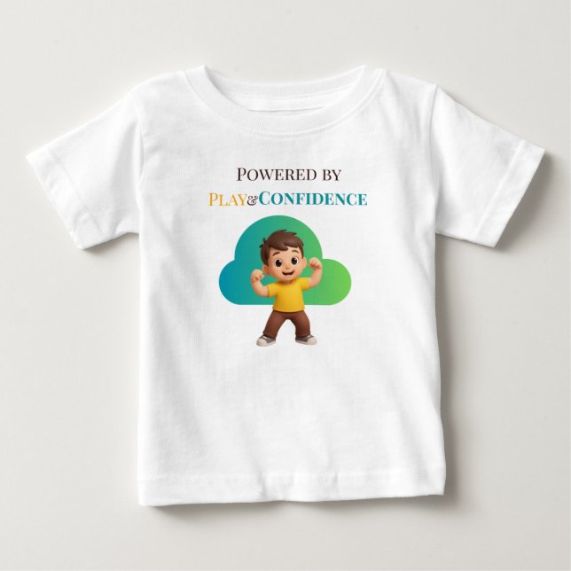 Camiseta De Bebé Powered by Play and Confidence (Anverso)