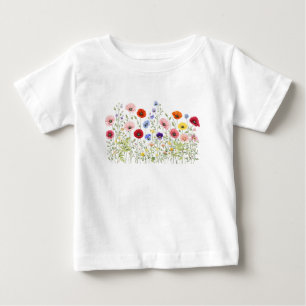 Camiseta De Bebé Prado de flores silvestres con floraciones natural