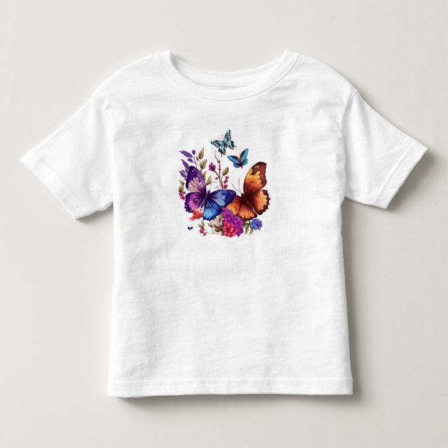 Camiseta De Bebé Prado de flores silvestres de mariposas de primave (Anverso)