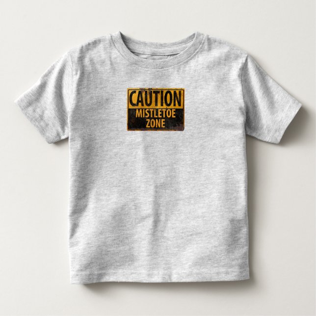 Camiseta De Bebé Precaución Navidades de la zona de Mistletoe besan (Anverso)