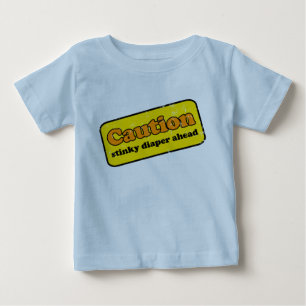 Camiseta De Bebé Precaución: Pañal Stinky a continuación