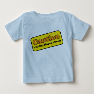 Camiseta De Bebé Precaución: Pañal Stinky a continuación