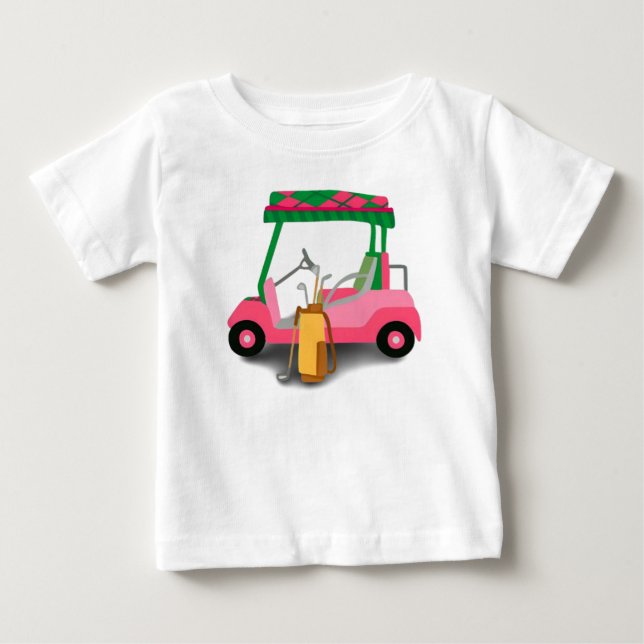 Camiseta De Bebé Precioso en Rosa Tee de Carrito de Golf (Anverso)