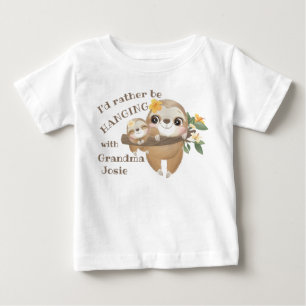 Camiseta De Bebé Prefiero estar colgando con mi abuela   Perezoso