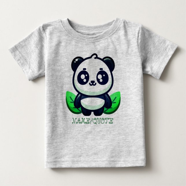 Camiseta De Bebé Premium Cute Panda And Leaves (Anverso)