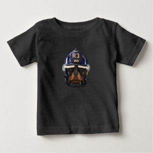 Camiseta De Bebé prima de casco para bomberos de rottweiler