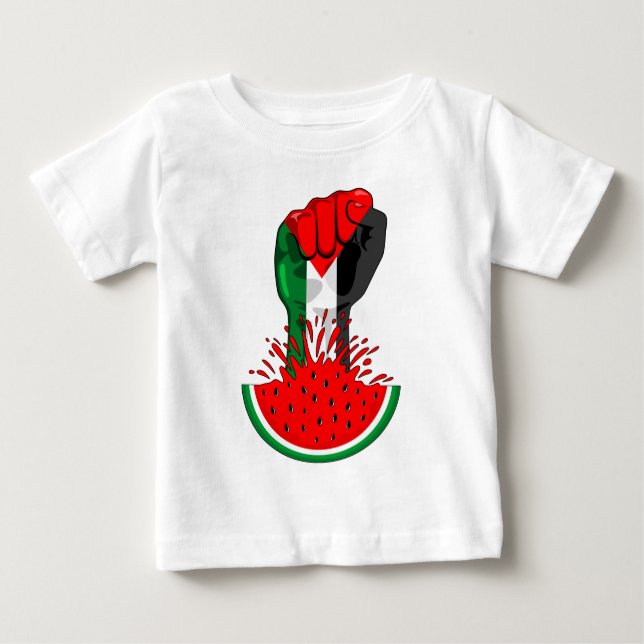 Camiseta De Bebé Prima de resistencia palestina sobre la sandía (Anverso)