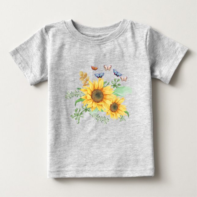 Camiseta De Bebé primavera de girasol (Anverso)