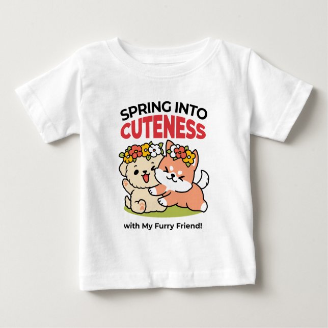 Camiseta De Bebé Primavera en la atención - Adorable Ilustracion de (Anverso)