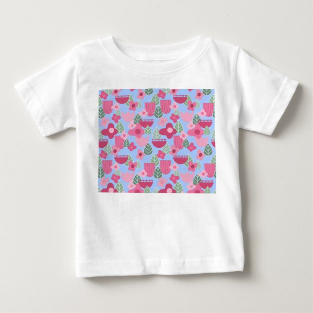 Camiseta De Bebé Primavera escandinava rosa (Anverso)