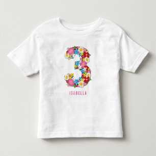 Camiseta De Bebé Primavera Flores Jardín Chica Rosado Tercer Fiesta