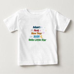 Camiseta De Bebé Primer Año Nuevo Personalizado del Bebé – Diseño A