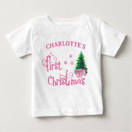 Camiseta De Bebé Primer árbol de Navidad bebé y Chica de canela ros