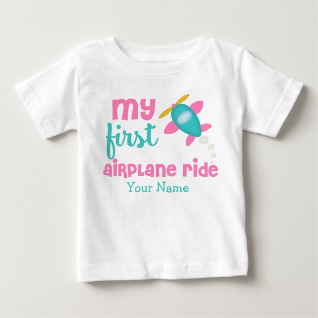 Camiseta De Bebé Primer avión de viaje personalizado (Anverso)