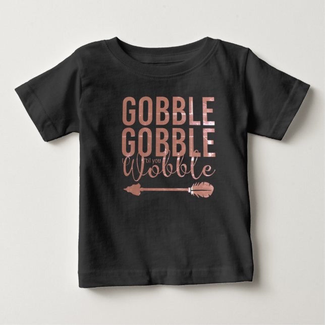 Camiseta De Bebé Primer bebé de Acción de Gracias de Gobble Cute, b (Anverso)