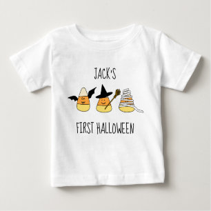Camiseta De Bebé Primer Candy Corn de Vela de Halloween personaliza
