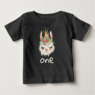 Camiseta De Bebé Primer Chica de cumpleaños, Cara de Llama Cuta Pri