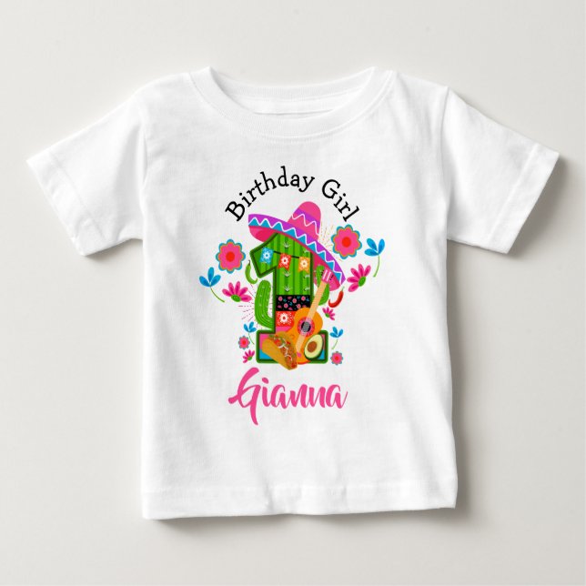 Camiseta De Bebé Primer Chica de cumpleaños Fiesta | Fiesta de Méxi (Anverso)
