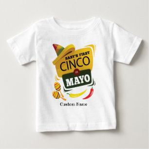 Camiseta De Bebé Primer Cinco de Mayo de Fiesta de Sombrero