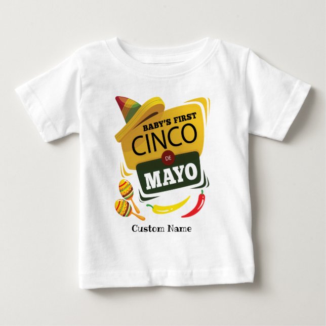 Camiseta De Bebé Primer Cinco de Mayo de Fiesta de Sombrero (Anverso)