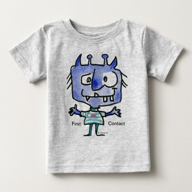 Camiseta De Bebé Primer contacto: Alien azul #22 (Anverso)