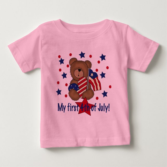 Camiseta De Bebé Primer cuarto del oso patriótico de julio (Anverso)