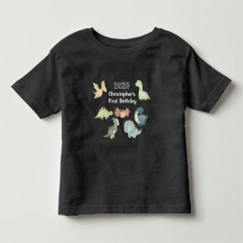 Camiseta De Bebé Primer cumpleaños acuarela Cute dinosaurio negro