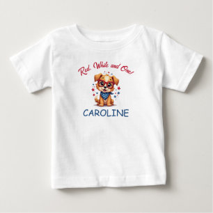 Camiseta De Bebé Primer Cumpleaños Bebé y Niño/a 4 de Julio