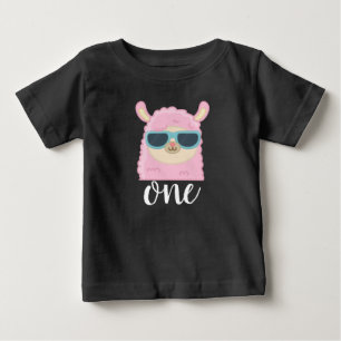 Camiseta De Bebé Primer Cumpleaños Cara de Llama Adorable Cumpleaño
