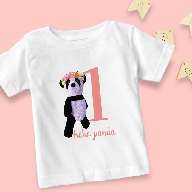 Camiseta De Bebé Primer cumpleaños, Chica de la Cute Panda, Camiset (Just add your little one's age and name to this cute panda t-shirt)