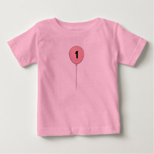 Camiseta De Bebé Primer cumpleaños con globo rosado