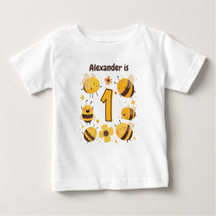 Camiseta De Bebé Primer cumpleaños con temática de abejas personali