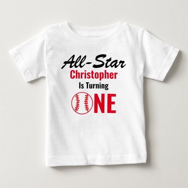 Camiseta De Bebé Primer cumpleaños de All Star Baseball (Anverso)