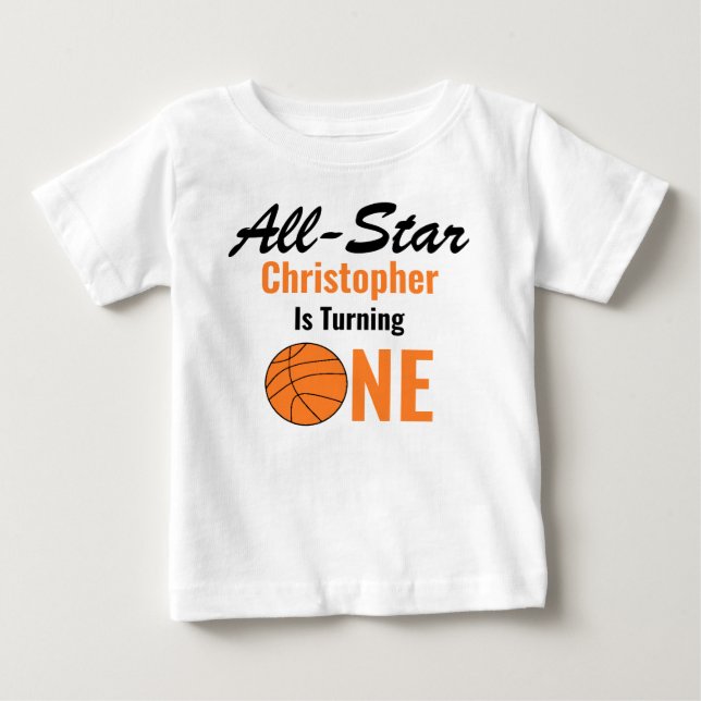 Camiseta De Bebé Primer cumpleaños de All Star Basketball (Anverso)
