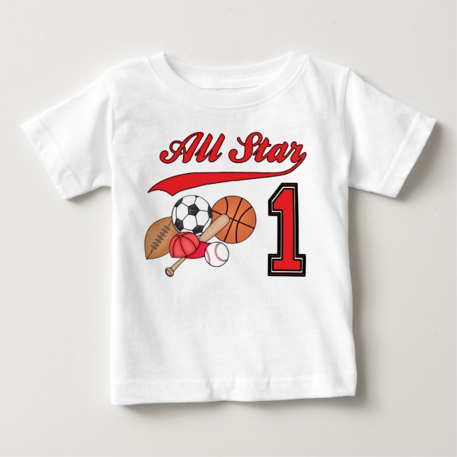Camiseta De Bebé Primer cumpleaños de All Star Sports (Anverso)